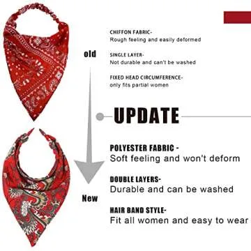 HAIMEIKANG Floral Headbands for Women Boho Hair Bandanas Scarf Triangle Kerchief Solid Color Hair Bands Vintage Head Scarf(Black+White+Wine Red)