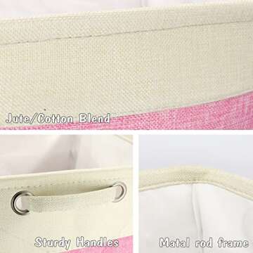 PET ARTIST Collapsible Dog Toy Storage Basket Bin with Personalized Pet's Name - Rectangular Storage Box Chest Organizer for Dog Toys,Dog Clothing,Dog Apparel & Accessories (Pink Big One)