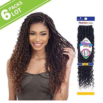 6 PACKS/LOT FreeTress Synthetic Hair Crochet Braids Boho Hippie Loc 20" (1B)