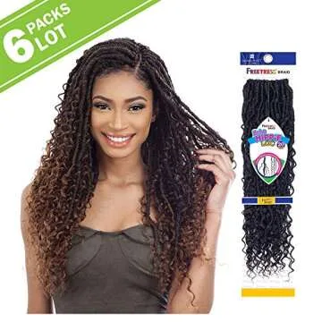 6 PACKS/LOT FreeTress Synthetic Hair Crochet Braids Boho Hippie Loc 20" (1B)