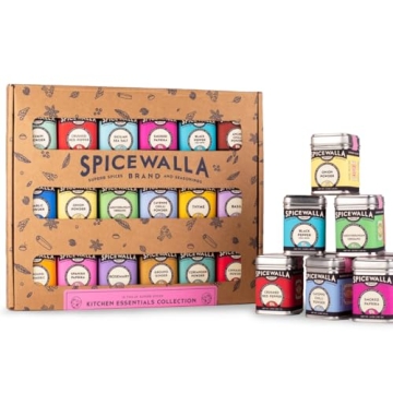 Spicewalla Essential Spices and Seasonings Set 18 Pack Variety | Garlic, Onion, Paprika, Crushed Red Pepper, Oregano, & more| Kitchen Cooking Set for Apartment and Home | House Warming Gift Set
