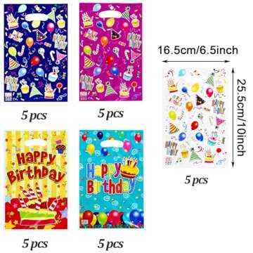 saizone 25 Pcs Kids Party Favors Bags, Birthday Goodie Candy Bags, Party Goody Favor Bags for Kids B...