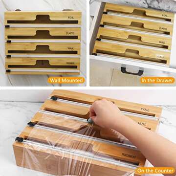 4 in 1 Bamboo Wrap Organizer with Cutter & Labels