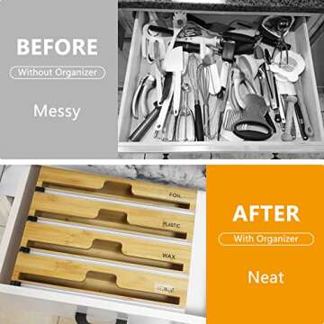 4 in 1 Bamboo Wrap Organizer with Cutter & Labels