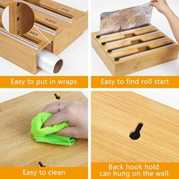 4 in 1 Bamboo Wrap Organizer with Cutter & Labels