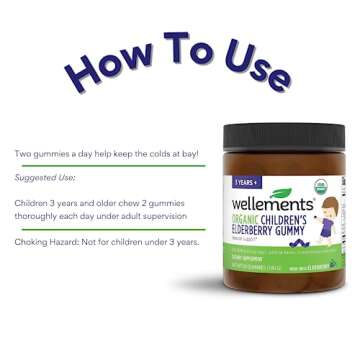 Wellements Organic Children's Elderberry Gummy | Daily Kids Immune Support Gummies*, Made with Vitamin C and Zinc, USDA Certified Organic, No Artificial Colors | 2 Years +, 60 Count