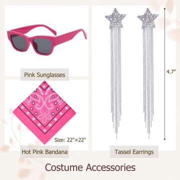 Bettecos Long Blonde Cosplay Wig for Women with Bandana Sunglasses and Earrings Middle Part Blond Wa...