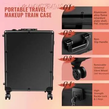 GCCSJ 24" Aluminum Trolley Makeup Train Case