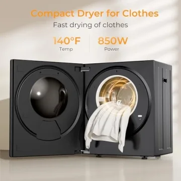 Euhomy Portable Dryer for apartments,Clothes Dryer with 4 Modes,1.5cu.ft Compact Dryer,Load Capacity 5.5lbs,New exterior design,Mirror Black