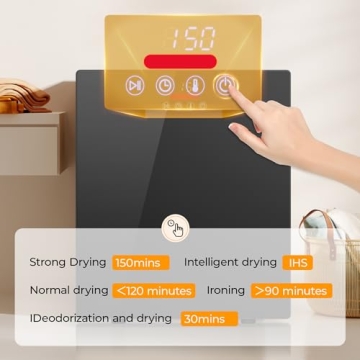 Euhomy Portable Dryer for apartments,Clothes Dryer with 4 Modes,1.5cu.ft Compact Dryer,Load Capacity 5.5lbs,New exterior design,Mirror Black