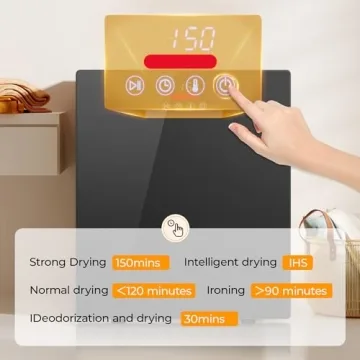 Euhomy Portable Dryer for apartments,Clothes Dryer with 4 Modes,1.5cu.ft Compact Dryer,Load Capacity 5.5lbs,New exterior design,Mirror Black