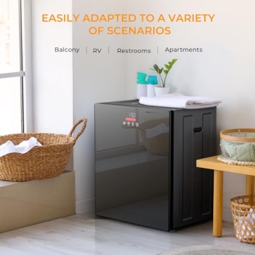 Euhomy Portable Dryer for apartments,Clothes Dryer with 4 Modes,1.5cu.ft Compact Dryer,Load Capacity 5.5lbs,New exterior design,Mirror Black