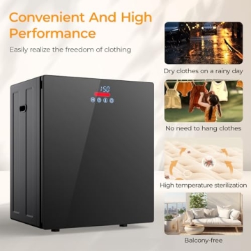 Euhomy Portable Dryer for apartments,Clothes Dryer with 4 Modes,1.5cu.ft Compact Dryer,Load Capacity 5.5lbs,New exterior design,Mirror Black