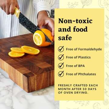 Shumaru 2-Inch Thick Large End-Grain Butcher Block Cutting Board – 19"x12" Tropical Walnut | Non-Slip Feet & Handles | Classic Charlston Chess Design