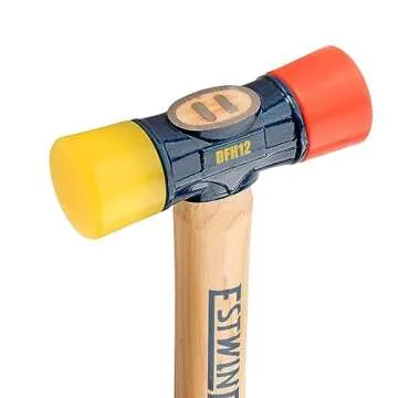 Estwing - DFH-12 Rubber Mallet - 12 oz Double-Face Hammer with Soft/Hard Tips & Hickory Wood Handle - DFH12,Black Red & Yellow