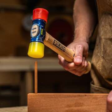 Estwing - DFH-12 Rubber Mallet - 12 oz Double-Face Hammer with Soft/Hard Tips & Hickory Wood Handle - DFH12,Black Red & Yellow