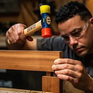 Estwing - DFH-12 Rubber Mallet - 12 oz Double-Face Hammer with Soft/Hard Tips & Hickory Wood Handle - DFH12,Black Red & Yellow