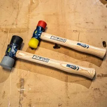 Estwing - DFH-12 Rubber Mallet - 12 oz Double-Face Hammer with Soft/Hard Tips & Hickory Wood Handle - DFH12,Black Red & Yellow