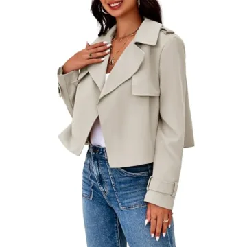 Cicy Bell Women's Cropped Trench Coat - Trendy & Versatile