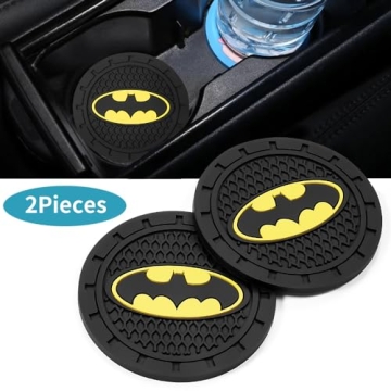 Bat Man 2Pcs Car Cup Holder Coasters for Marvel Fans, Silicone Non-Slip Car Cup Mat