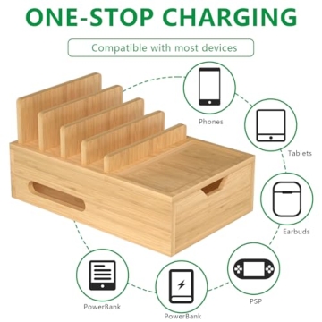 Bamboo Charging Station for 6 Devices - Eco-Friendly