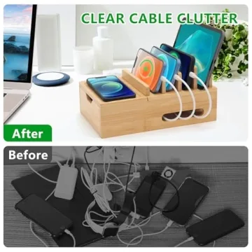 Bamboo Charging Station for 6 Devices - Eco-Friendly