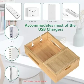 Bamboo Charging Station for 6 Devices - Eco-Friendly