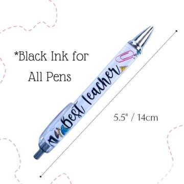 YJ PREMIUMS 10PC Teacher Pen Set Vibrant Fun Gifts for Educators