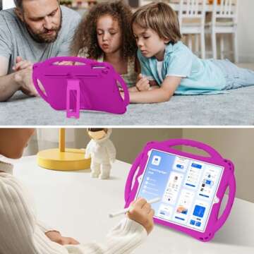 Adocham Kids Case for iPad 9th/8th/7th Generation(10.2 inch),Lightweight Silicone Kids iPad 10.2 Case 2021/2020/2019(Purple)