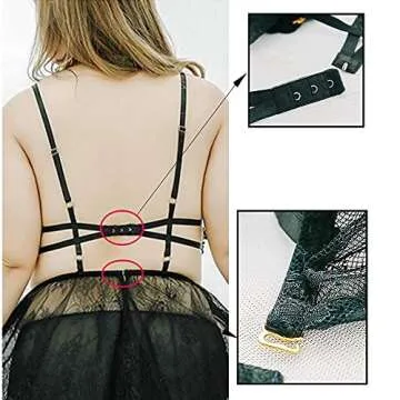 Plus Size Lingerie for Women Lace Black Babydoll Sexy Mesh High Waisted Nightdress Strappy Exotic Sleepwear (XXX-Large, Black)