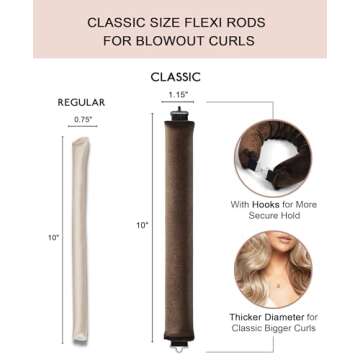 Heatless Overnight Hair Curling Set - Large Silk Brown Rods for Blowout Curls, No Heat Styling Tools with Headband Wrap for Short Hair