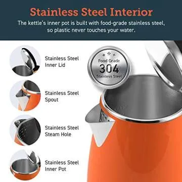 COSORI 1.8 Qt Electric Tea Kettle, Double Wall 304 Stainless Steel BPA Free Hot Water Boiler, Auto Shut-Off and Boil-Dry Protection, Cordless, ETL/CETL Approved