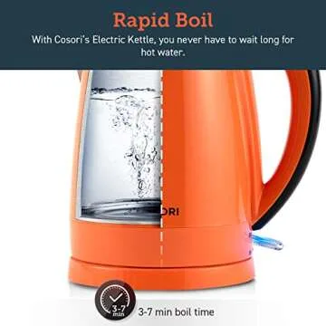 COSORI 1.8 Qt Electric Tea Kettle, Double Wall 304 Stainless Steel BPA Free Hot Water Boiler, Auto Shut-Off and Boil-Dry Protection, Cordless, ETL/CETL Approved