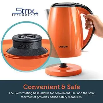 COSORI 1.8 Qt Electric Tea Kettle, Double Wall 304 Stainless Steel BPA Free Hot Water Boiler, Auto Shut-Off and Boil-Dry Protection, Cordless, ETL/CETL Approved
