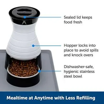PetSafe Healthy Pet Food Station - Medium, 4 lb Kibble Capacity - Gravity Pet Feeder Dry Food Dispenser, Automatic Cat Feeder, Small to Medium Dog Feeder - Removable Stainless Steel Bowl Included