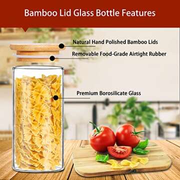 SLifeJars-Glass Jars with Bamboo Lids 32 oz 8 pcs Glass Food Storage Containers with Airtight Bamboo Lids, Glass Canisters Stackable Kitchen Pantry bamboo lid for Coffee Beans, Rice, Sugar and More