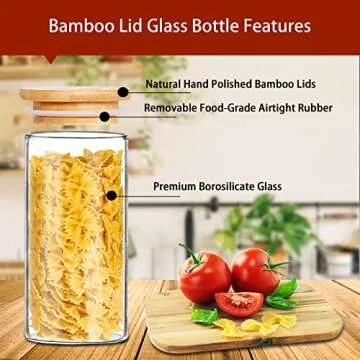SLifeJars-Glass Jars with Bamboo Lids 32 oz 8 pcs Glass Food Storage Containers with Airtight Bamboo Lids, Glass Canisters Stackable Kitchen Pantry bamboo lid for Coffee Beans, Rice, Sugar and More
