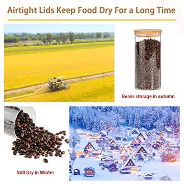 SLifeJars-Glass Jars with Bamboo Lids 32 oz 8 pcs Glass Food Storage Containers with Airtight Bamboo Lids, Glass Canisters Stackable Kitchen Pantry bamboo lid for Coffee Beans, Rice, Sugar and More