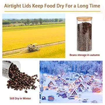 SLifeJars-Glass Jars with Bamboo Lids 32 oz 8 pcs Glass Food Storage Containers with Airtight Bamboo Lids, Glass Canisters Stackable Kitchen Pantry bamboo lid for Coffee Beans, Rice, Sugar and More