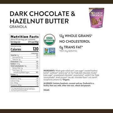 Love Crunch Organic Dark Chocolate & Hazelnut Butter Granola, 10.6 oz (Pack of 1), Non-GMO, Fair Trade, by Nature's Path