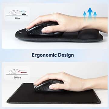 Mouse Pad with Wrist Support, TECKNET Ergonomic Gaming Mouse Pad Pain Relief, Portable Comfortable M...