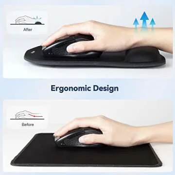 Mouse Pad with Wrist Support, TECKNET Ergonomic Gaming Mouse Pad Pain Relief, Portable Comfortable M...