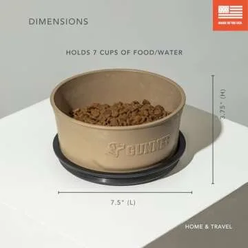 Gunner Dog Bowl with Spill-Proof Travel Lid- K9 Companion Food & Water Bowl, Lightweight Rust-Proof & Shock Resistant Stackable Bowl, Leak Resistant Nesting Lid, (Tan)