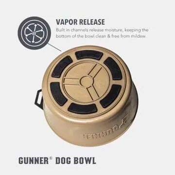Gunner Dog Bowl with Spill-Proof Travel Lid- K9 Companion Food & Water Bowl, Lightweight Rust-Proof & Shock Resistant Stackable Bowl, Leak Resistant Nesting Lid, (Tan)
