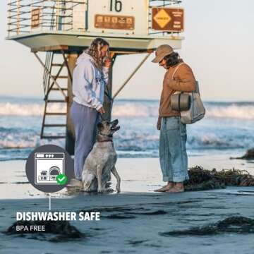 Gunner Dog Bowl with Spill-Proof Travel Lid- K9 Companion Food & Water Bowl, Lightweight Rust-Proof & Shock Resistant Stackable Bowl, Leak Resistant Nesting Lid, (Tan)