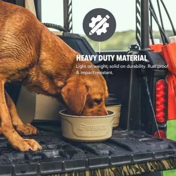 Gunner Dog Bowl with Spill-Proof Travel Lid- K9 Companion Food & Water Bowl, Lightweight Rust-Proof & Shock Resistant Stackable Bowl, Leak Resistant Nesting Lid, (Tan)