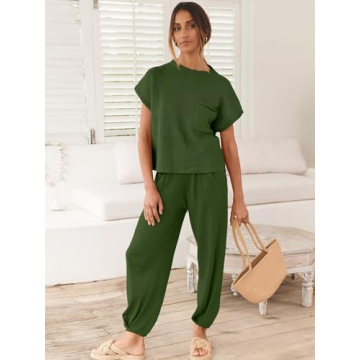 ANRABESS Women's Stylish Two Piece Knit Tracksuit Set