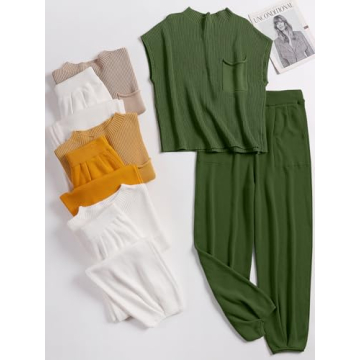 ANRABESS Women's Stylish Two Piece Knit Tracksuit Set