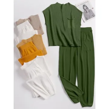 ANRABESS Women's Stylish Two Piece Knit Tracksuit Set