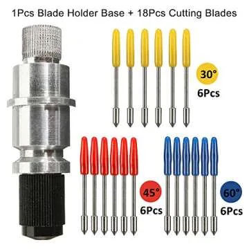 CJRSLRB CB09 Graphtec Blade Holder Base with 18Pcs Cutting Blades (30/45/60 Degree) for Silhouette Cameo 1 2 3/Portrait/Curio/Graphtec 6000/CE 5000-60 Plotter